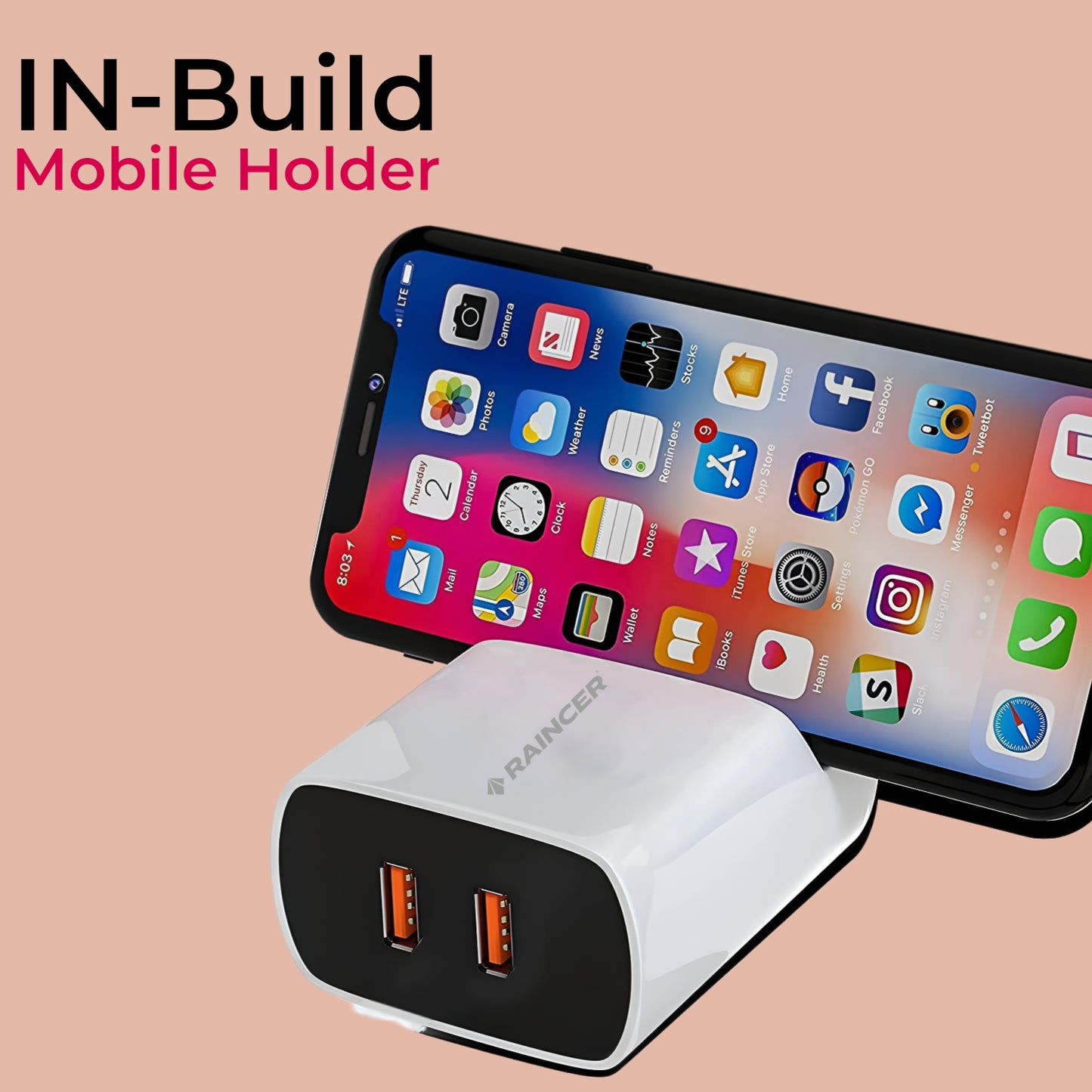 Raincer® 2.4A Fast Charger with Holder