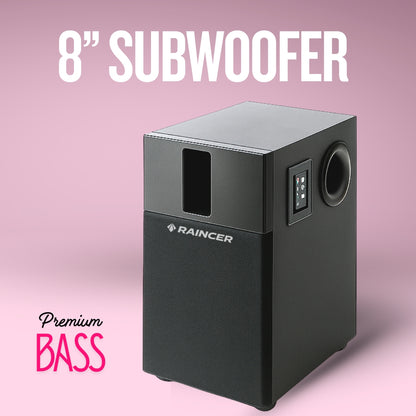 240W Real Powerful 2.1 Twin Tower Soundbar with 8” Deep Bass Wooden Subwoofer | Bluetooth, FM, AUX, Mic & Remote | 1 Year Warranty