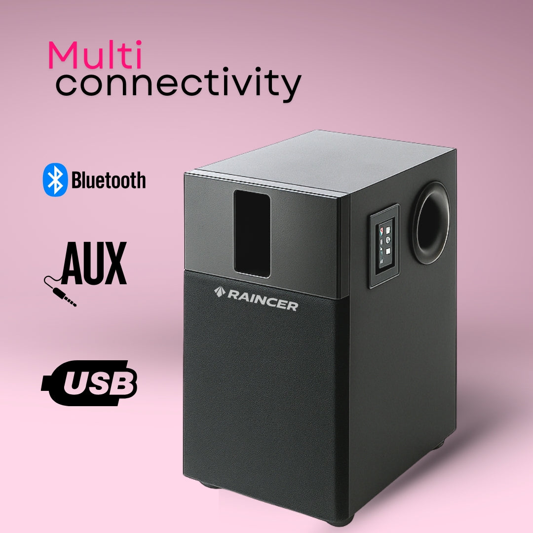 240W Real Powerful 2.1 Twin Tower Soundbar with 8” Deep Bass Wooden Subwoofer | Bluetooth, FM, AUX, Mic & Remote | 1 Year Warranty