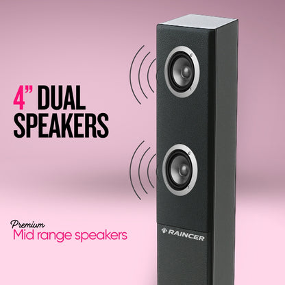 240W Real Powerful 2.1 Twin Tower Soundbar with 8” Deep Bass Wooden Subwoofer | Bluetooth, FM, AUX, Mic & Remote | 1 Year Warranty