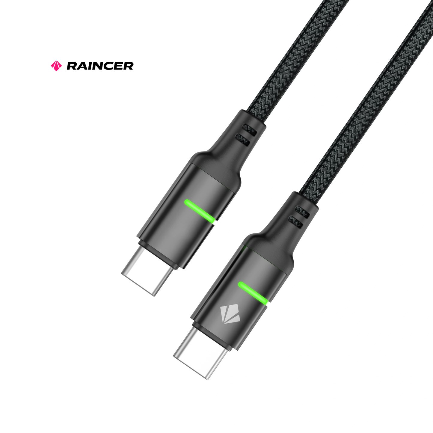 Raincer 240W LED Fast Charge C to C Cable ⚡ Metallic Braided | Ultra Durable | High Speed Data Sync (1M)