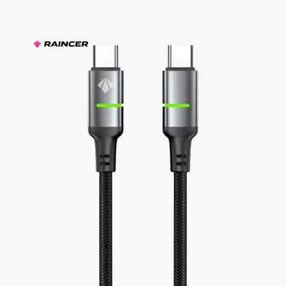 Raincer 240W LED Fast Charge C to C Cable ⚡ Metallic Braided | Ultra Durable | High Speed Data Sync (1M)