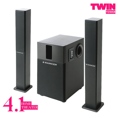 240W Real Powerful 2.1 Twin Tower Soundbar with 8” Deep Bass Wooden Subwoofer | Bluetooth, FM, AUX, Mic & Remote | 1 Year Warranty