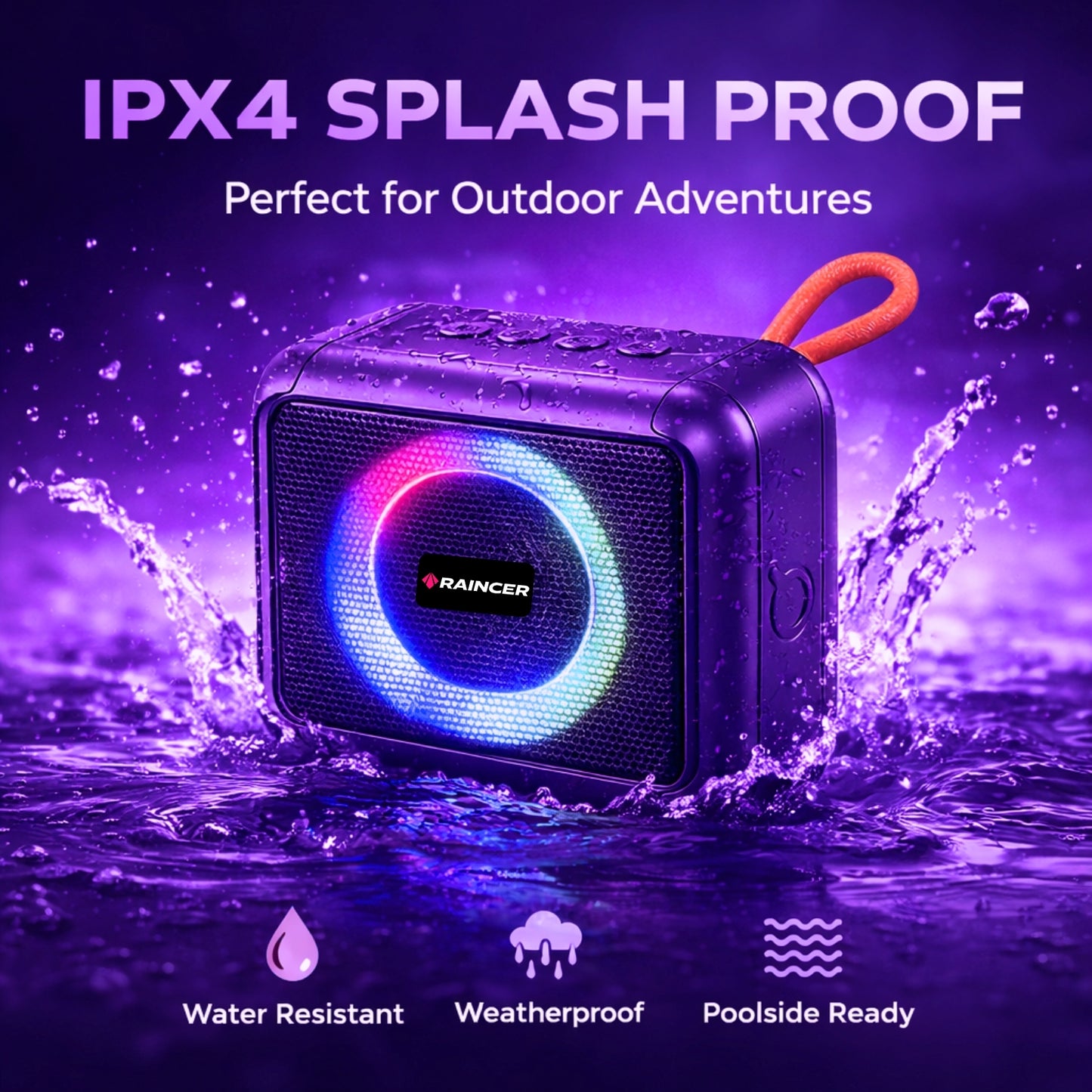 Raincer CUBE: 5W Mini Speaker | Dual Punchy Deep Bass | Multi-Mode RGB for Party Vibe | 1-Year Warranty |  1200 mah Battery For uninterrupted entertainment