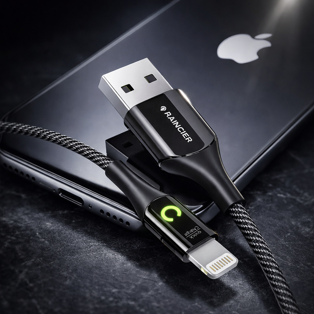 iPhone Fabric & Metallic High Speed Data Cable with light indicator: iMatel