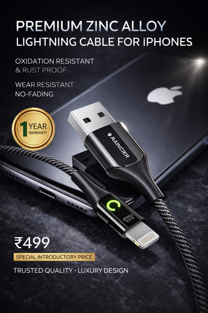 iPhone Fabric & Metallic High Speed Data Cable with light indicator: iMatel