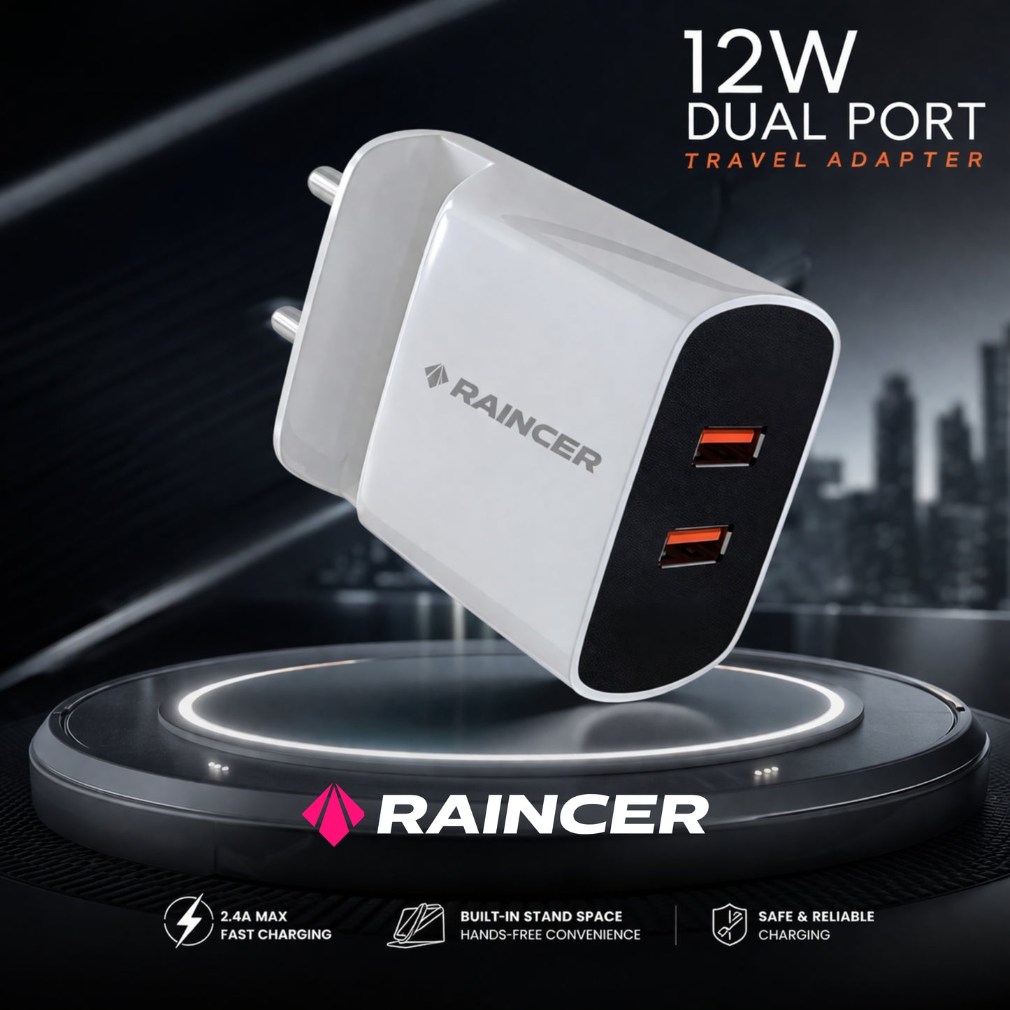 Raincer® 2.4A Fast Charger with Holder